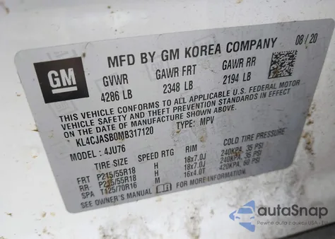 2021 Buick Encore Fwd Preferred из США, поврежденный, VIN KL4CJASB0MB317120